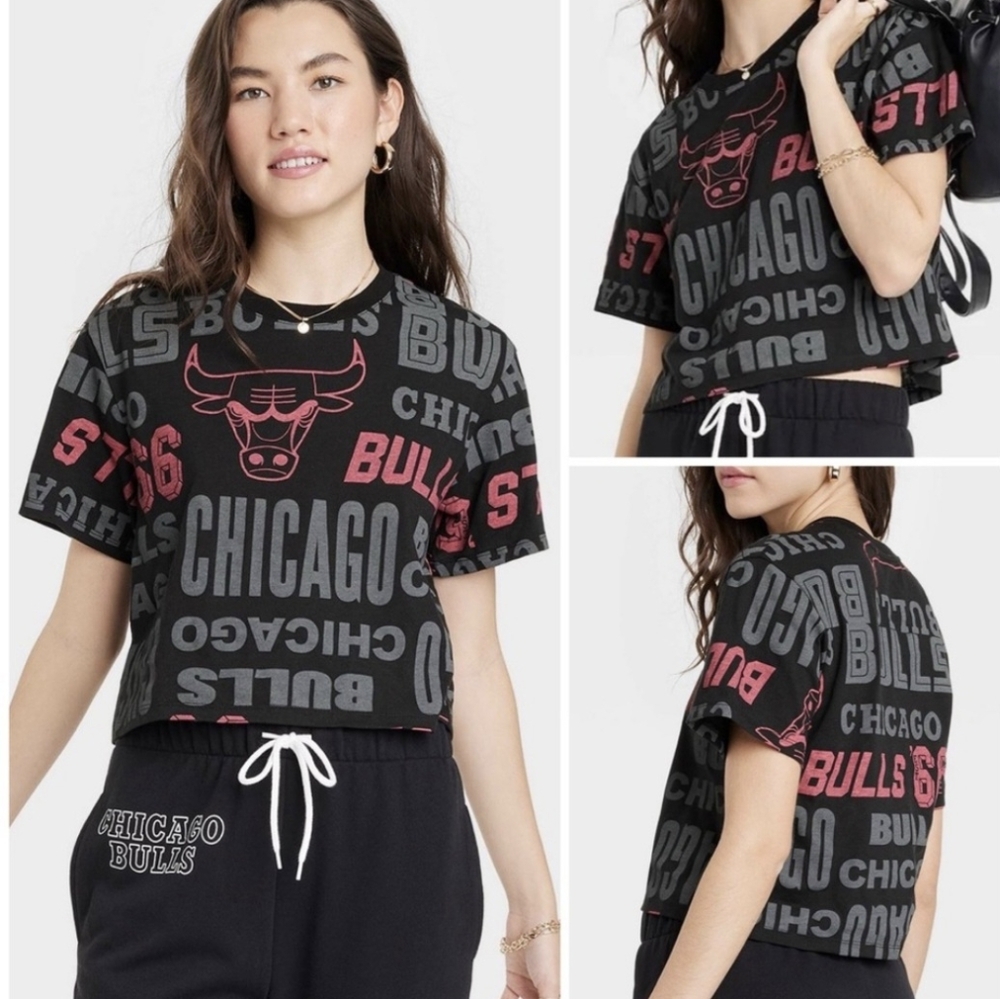 NWT! NBA Chicago Bulls Cropped Graphic Tee small